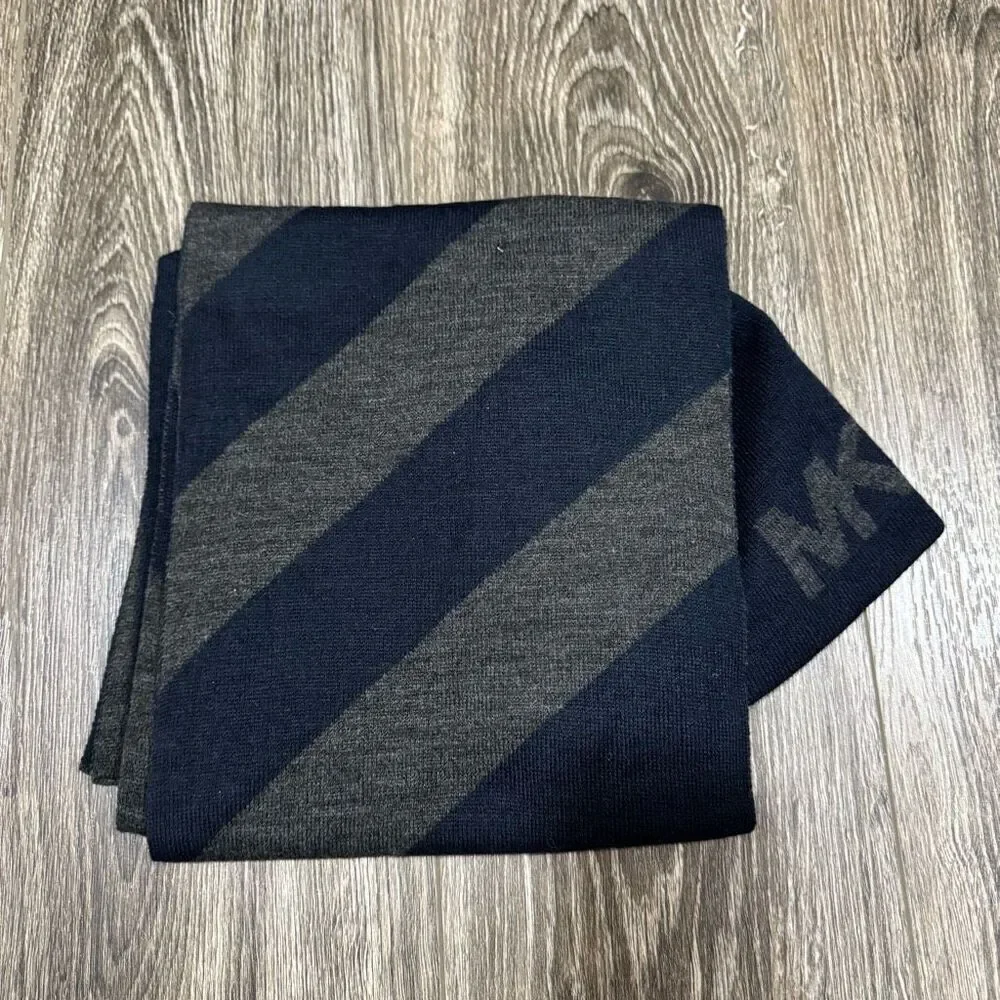 Michael Kors mens reversible logo knit winter scarf & Beanie Hat Set